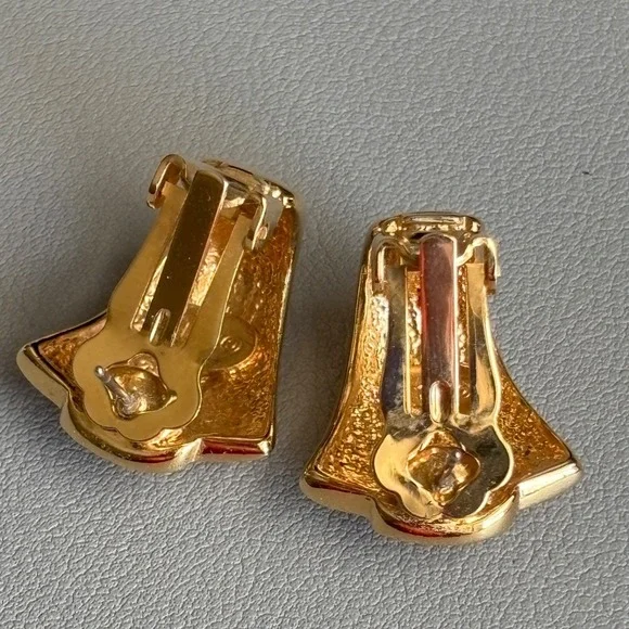 Vtg Kenneth Jay Lane KJL Interchangeable Gold-tone Mod Colorful Pierced Earrings - Picture 7 of 10